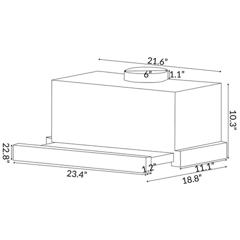 SA-1000 Sakura 24" Slide Out Range Hood